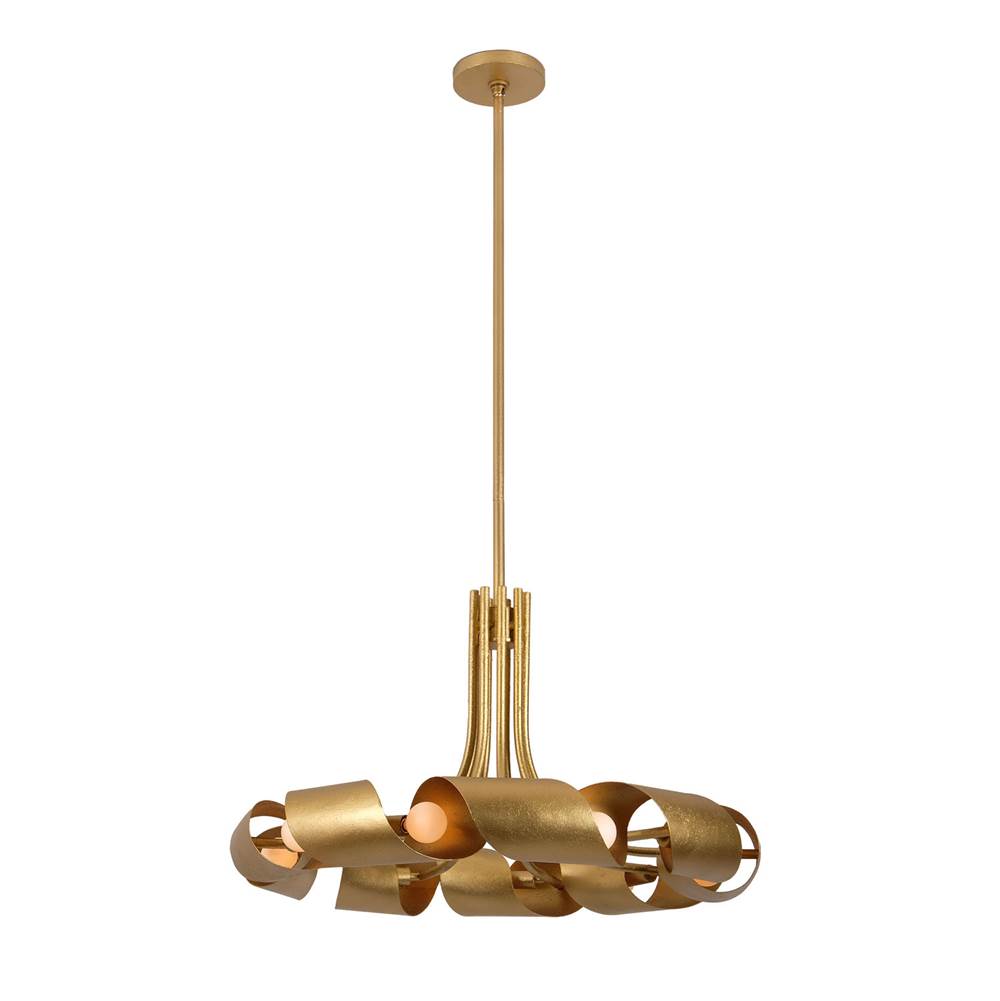 Kalco Lighting 521951BGL Bright Gold Ribbon 28-in 9 Light Socket Bright Gold Chandelier Image 1