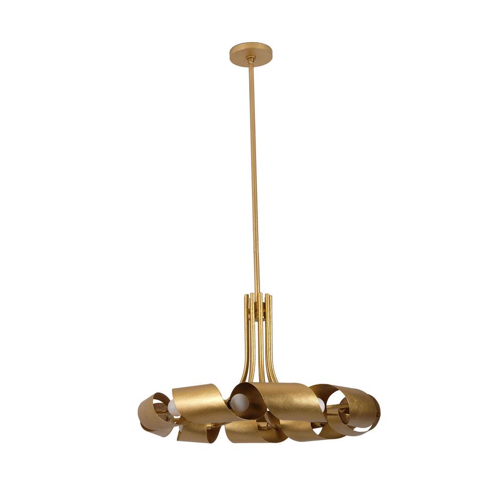 Kalco Lighting 521951BGL Bright Gold Ribbon 28-in 9 Light Socket Bright Gold Chandelier Image 2