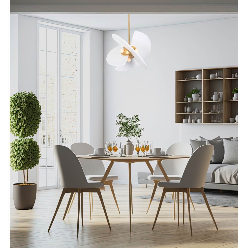 Kalco Lighting 522154BGLW Bright Gold With White Rotary 20.5-in 4 Light Socket Bright Gold/white Pendant Image 2