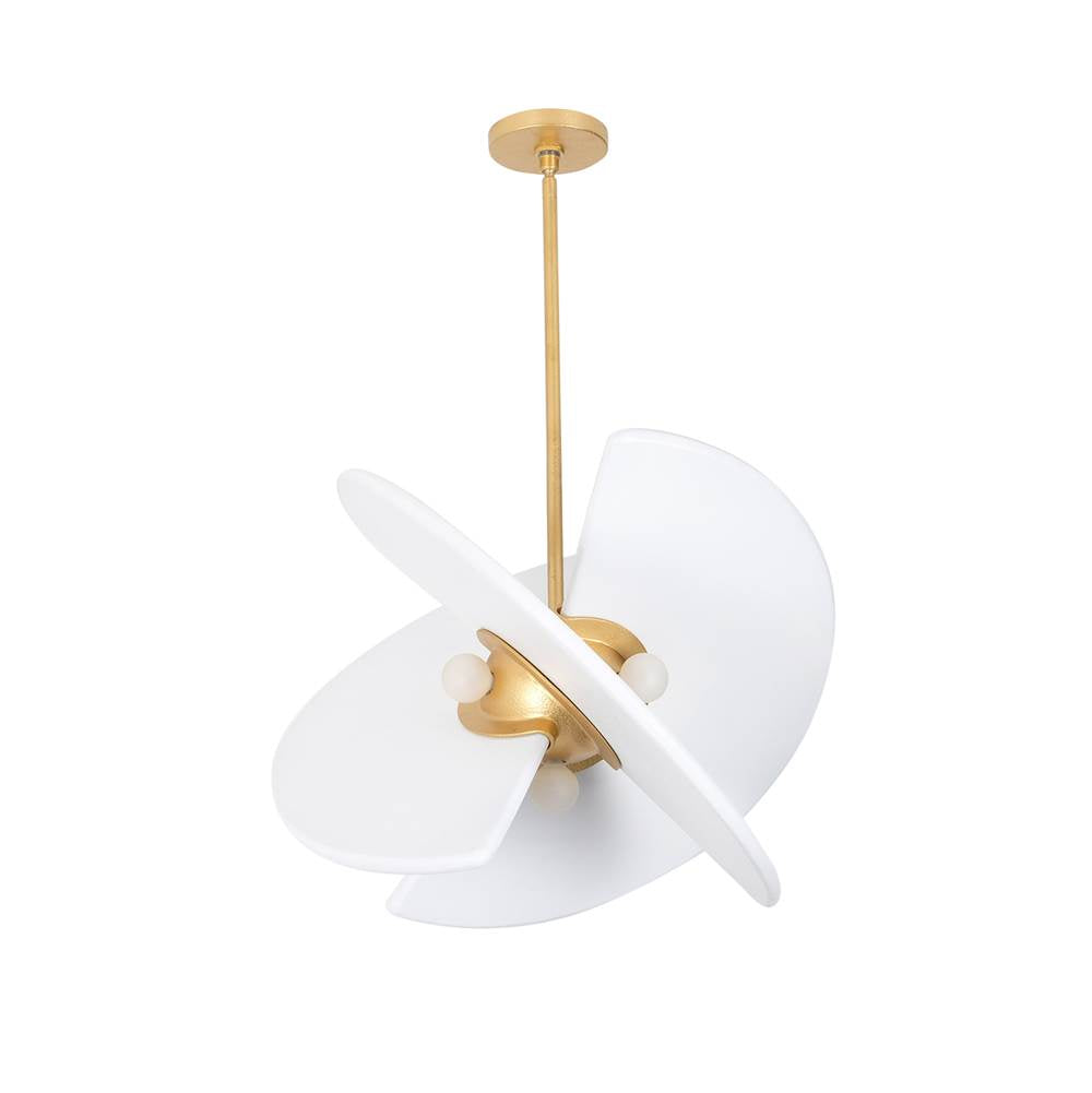 Kalco Lighting 522154BGLW Bright Gold With White Rotary 20.5-in 4 Light Socket Bright Gold/white Pendant Image 1