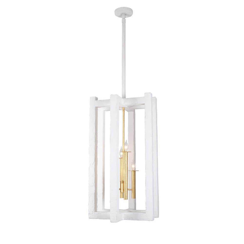 Kalco Lighting 522251SGLW Soft Gold With White Duo 18-in 4 Light Socket Soft Gold/white Pendant Image 1