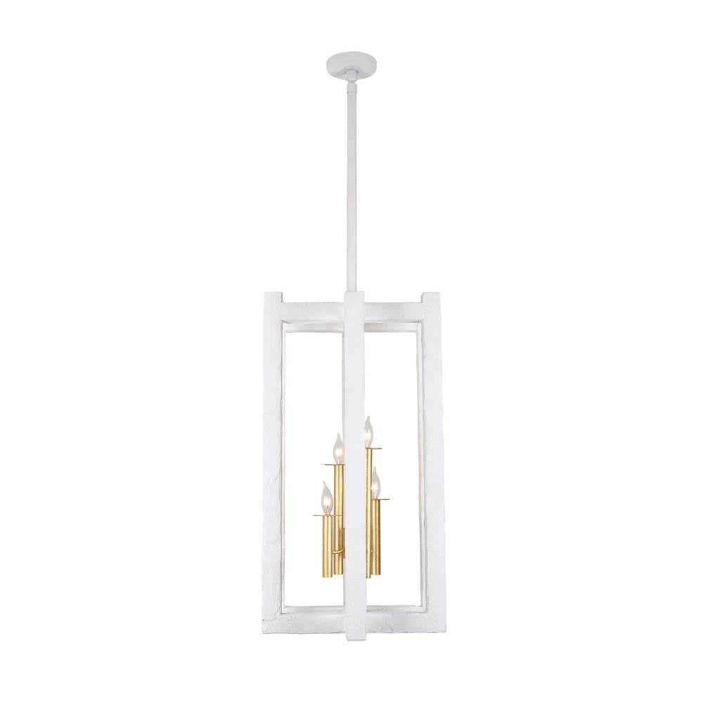 Kalco Lighting Duo 18-in 4 Light Socket Soft Gold/white Pendant