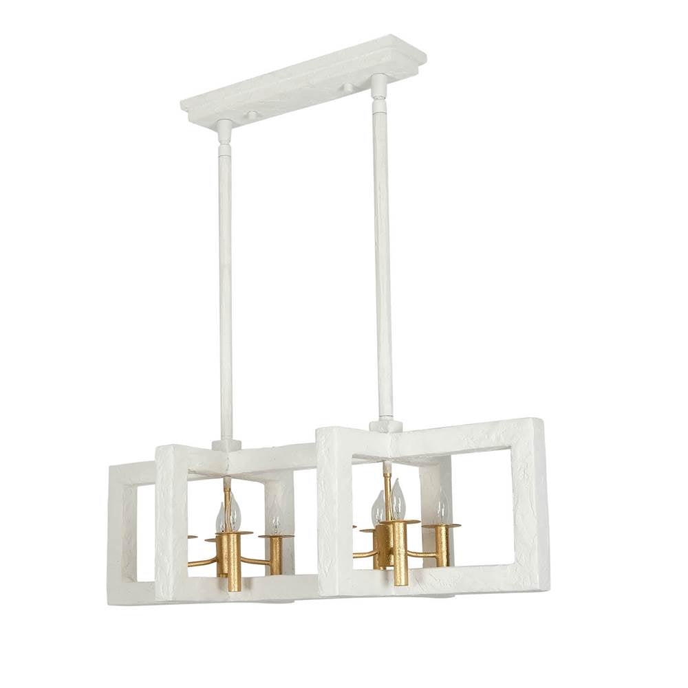Kalco Lighting 522268SGLW Soft Gold With White Duo 42-in 8 Light Socket Soft Gold/white Linear Pendant Image 2