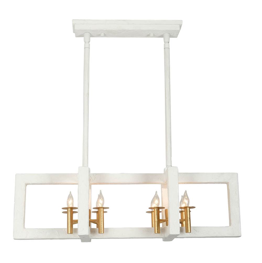 Kalco Lighting Duo 42-in 8 Light Socket Soft Gold/white Linear Pendant