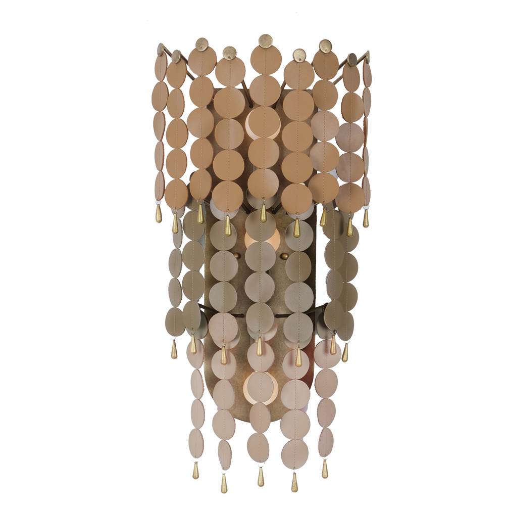 Kalco Lighting 522323PAB Pearlized Antique Brass Pelt 24.5-in 3 Light Socket Pearlized Antique Brass Wall Sconce Image 1