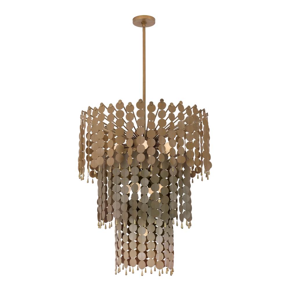 Kalco Lighting 522355PAB Pearlized Antique Brass Pelt 27-in 11 Light Socket Pearlized Antique Brass Chandelier Image 1