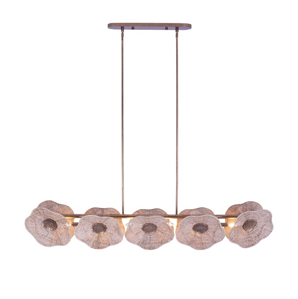 Kalco Lighting 522568PAB Pearlized Antique Brass Poppy 56.25-in 5 Light Socket Pearlized Antique Brass Linear Pendant Image 1