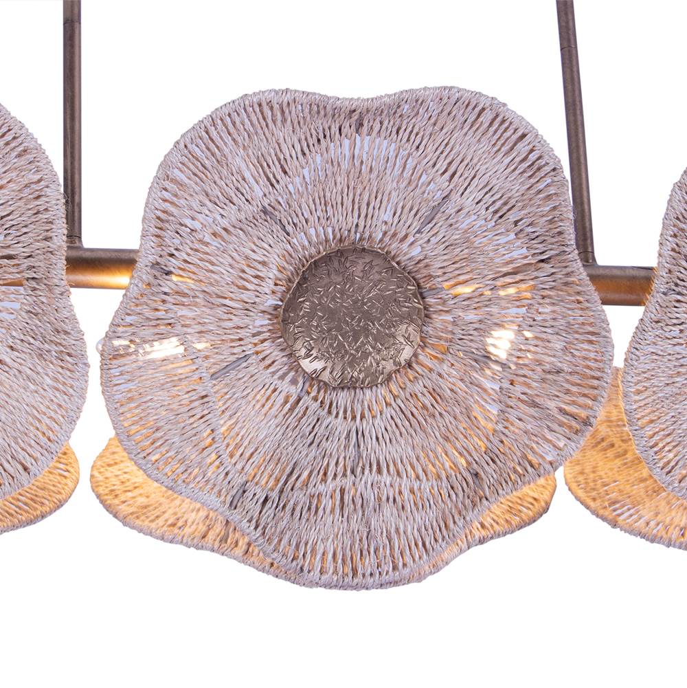 Kalco Lighting 522568PAB Pearlized Antique Brass Poppy 56.25-in 5 Light Socket Pearlized Antique Brass Linear Pendant Image 3