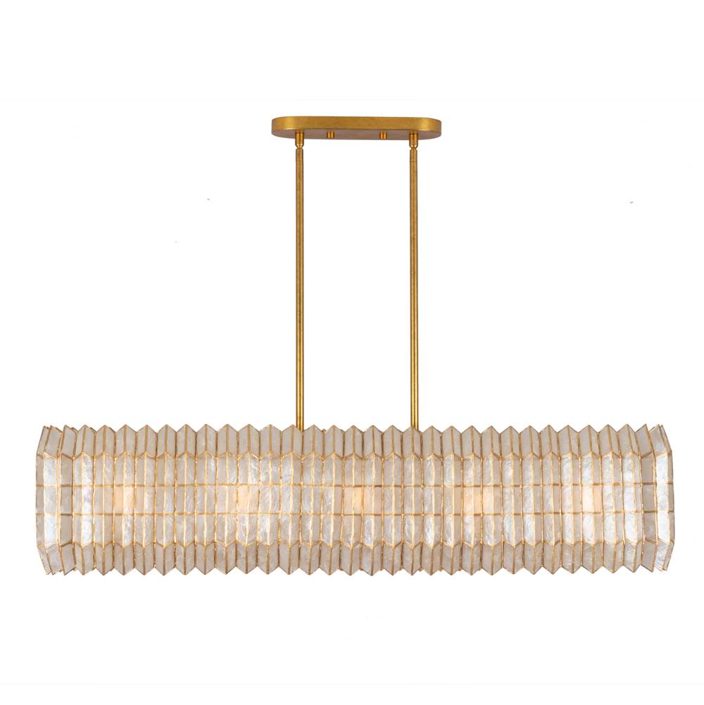 Kalco Lighting 522661OL Oxidized Gold Leaf Fractal 52-in 10 Light Socket Oxidized Gold Leaf Linear Pendant Image 1