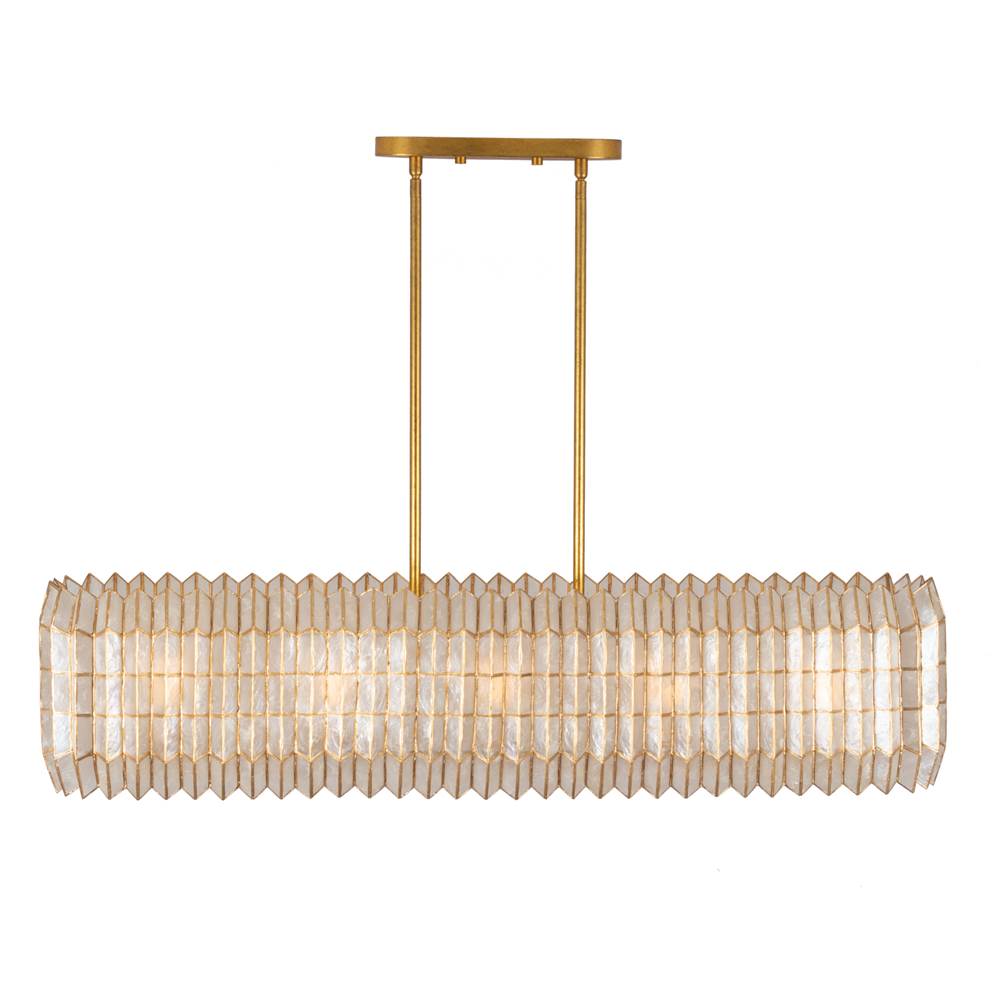 Kalco Lighting Fractal 52-in 10 Light Socket Oxidized Gold Leaf Linear Pendant