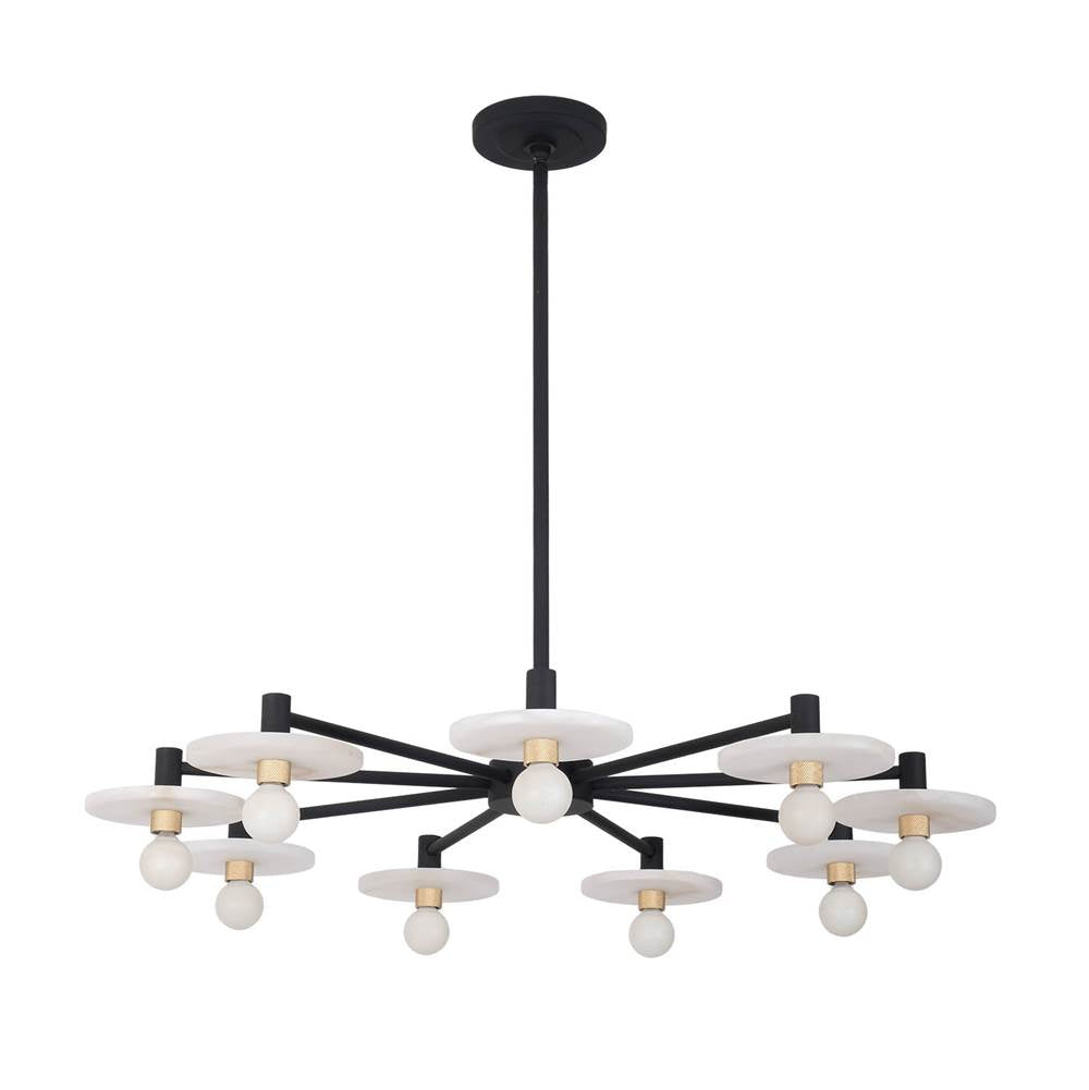 Kalco Lighting 522671MB Matte Black Discus 34-in 9 Light Socket Matte Black Chandelier Image 1