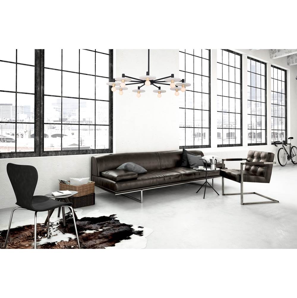 Kalco Lighting 522671MB Matte Black Discus 34-in 9 Light Socket Matte Black Chandelier Image 3