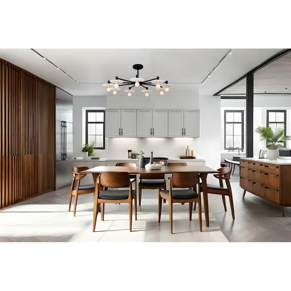Kalco Lighting 522671MB Matte Black Discus 34-in 9 Light Socket Matte Black Chandelier Image 2