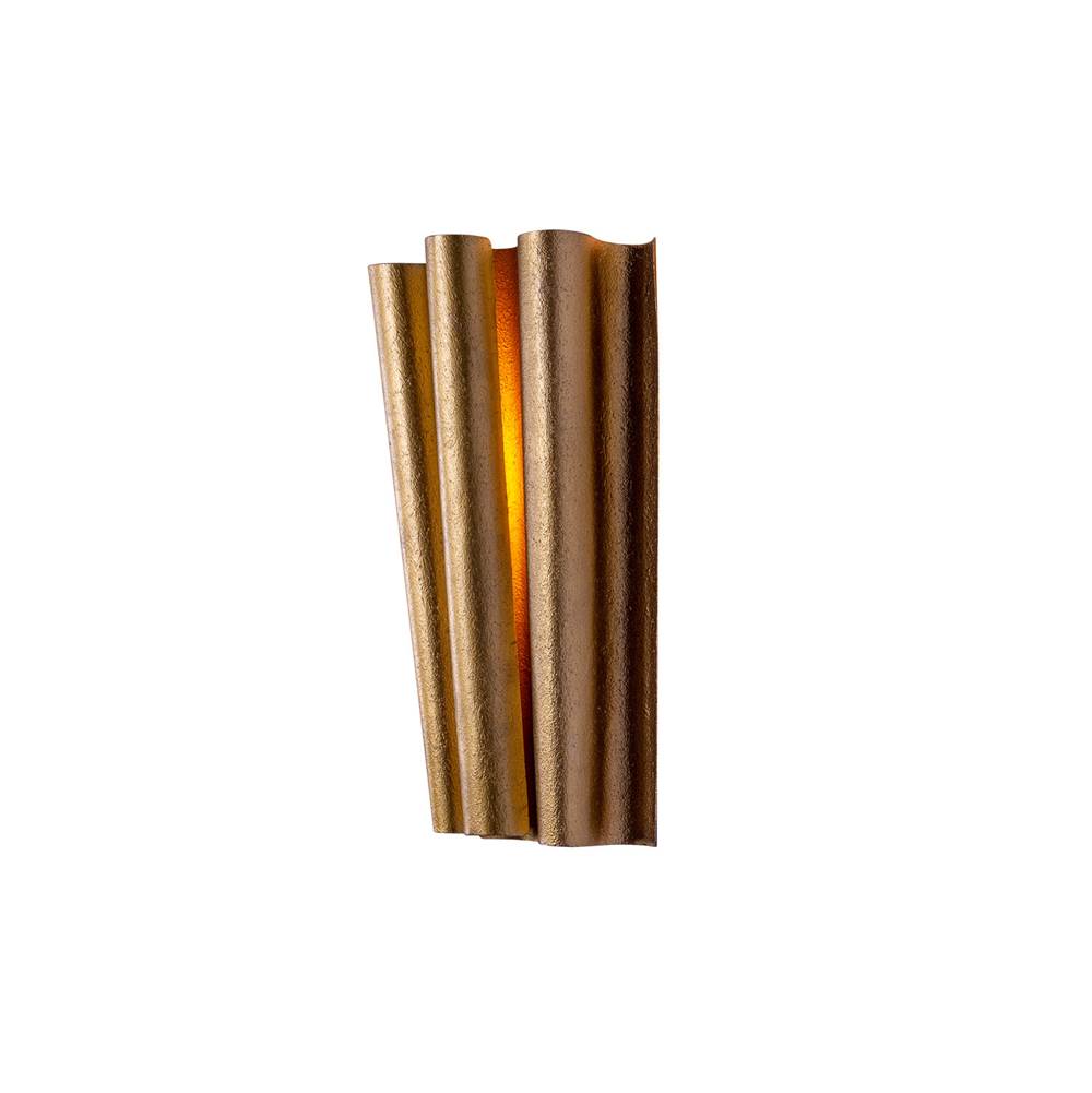 Kalco Lighting Ripple 12-in 2 Light Socket Bright Gold Wall Sconce