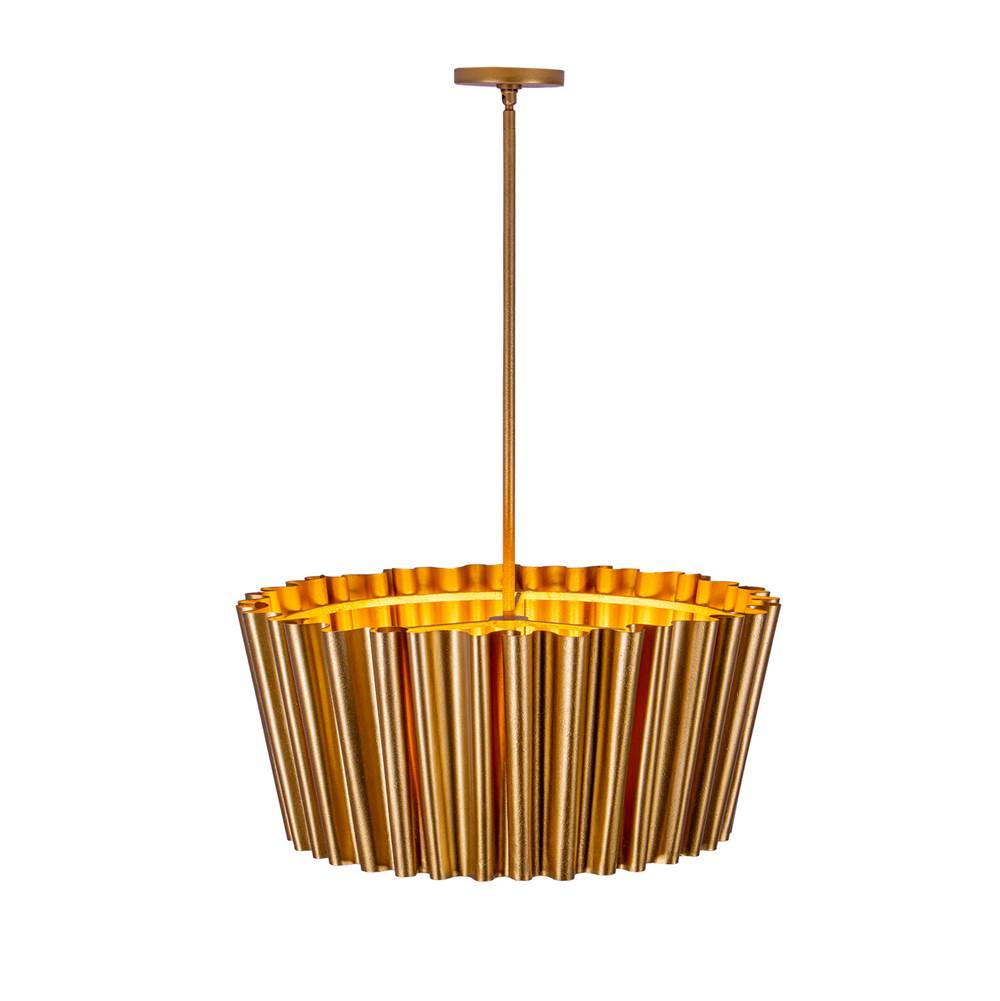 Kalco Lighting 522856BGL Bright Gold Ripple 27.5-in 6 Light Socket Bright Gold Chandelier Image 3