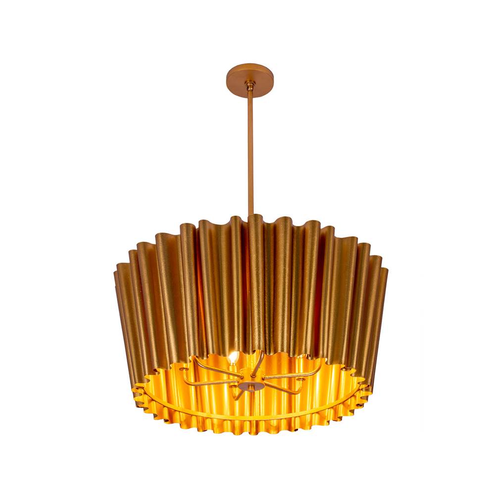 Kalco Lighting Ripple 27.5-in 6 Light Socket Bright Gold Chandelier
