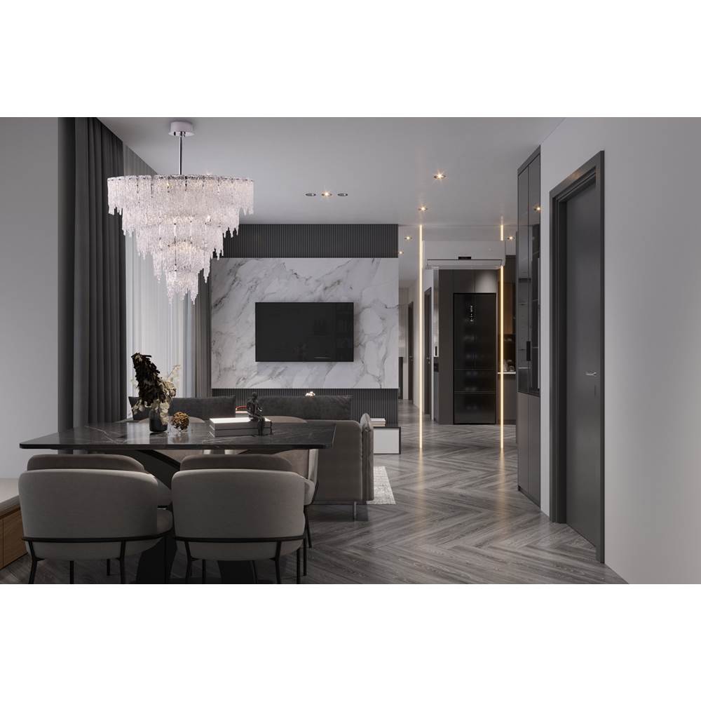 Kalco Lighting 523257CH Polished Chrome Gisel 40-in 22 Light Socket Polished Chrome Tiered Chandelier Image 2