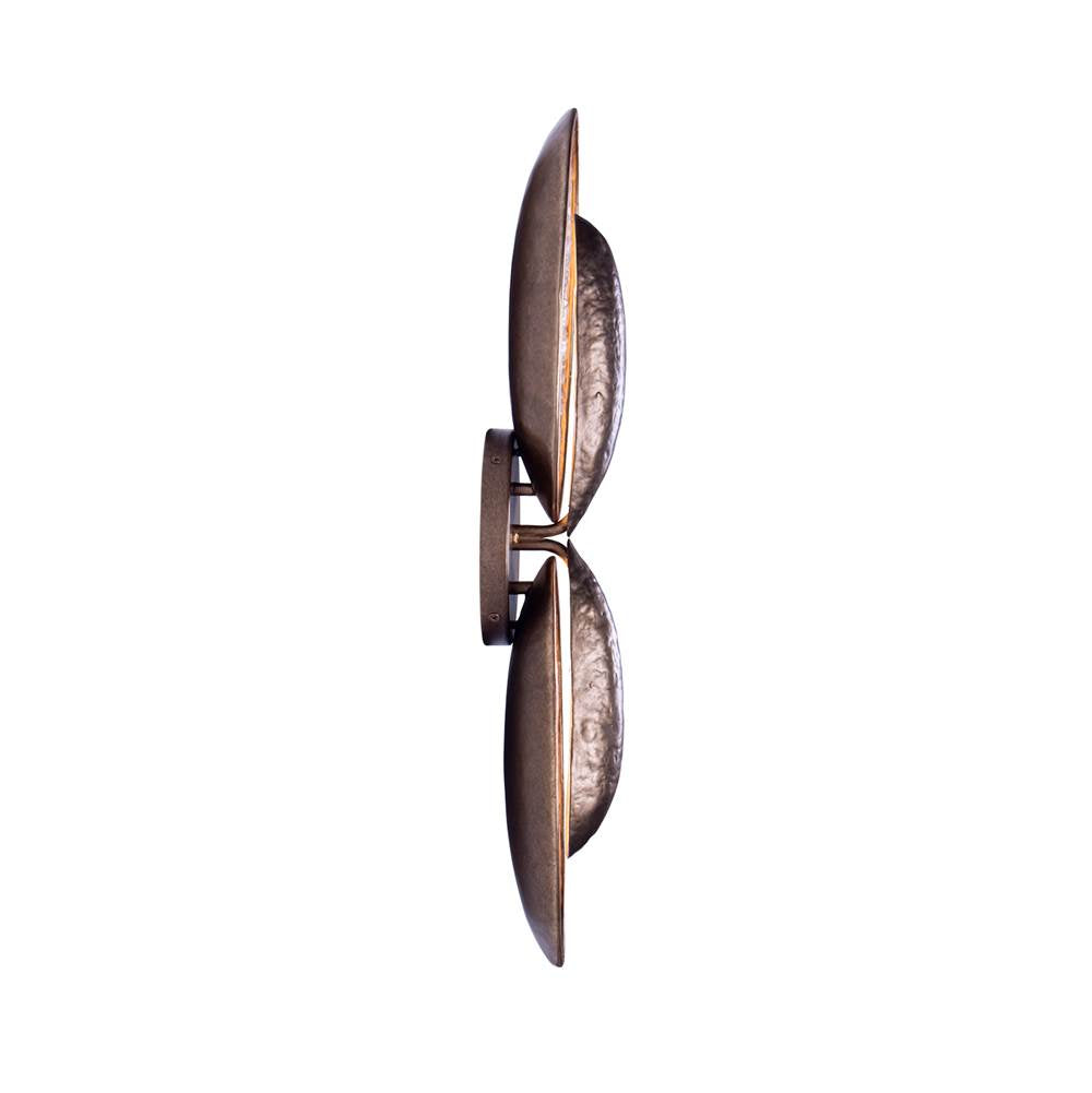 Kalco Lighting Spat 24-in 2 Light Led Pearlized Antique Brass Wall Sconce