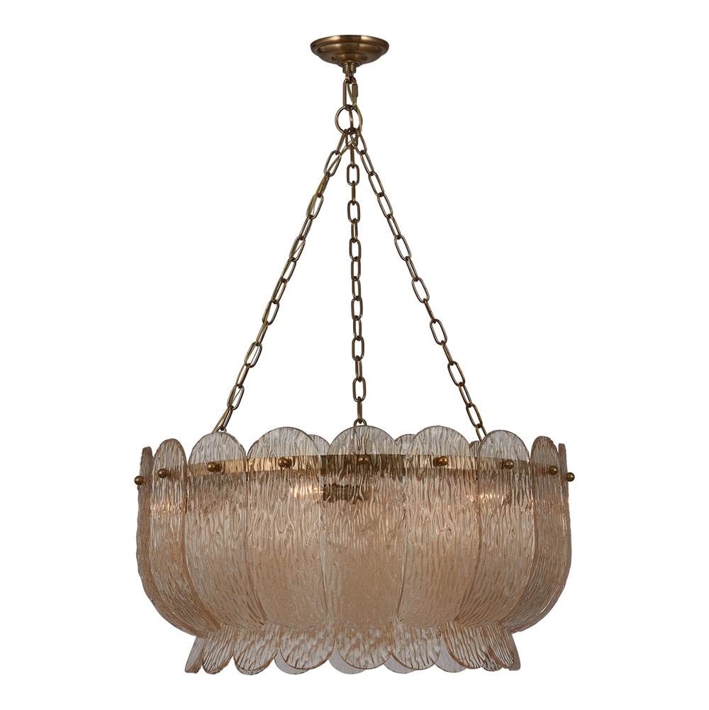 Kalco Lighting 523455WB Winter Brass Camellia 28-in 6 Light Socket Winter Brass Chandelier Image 1