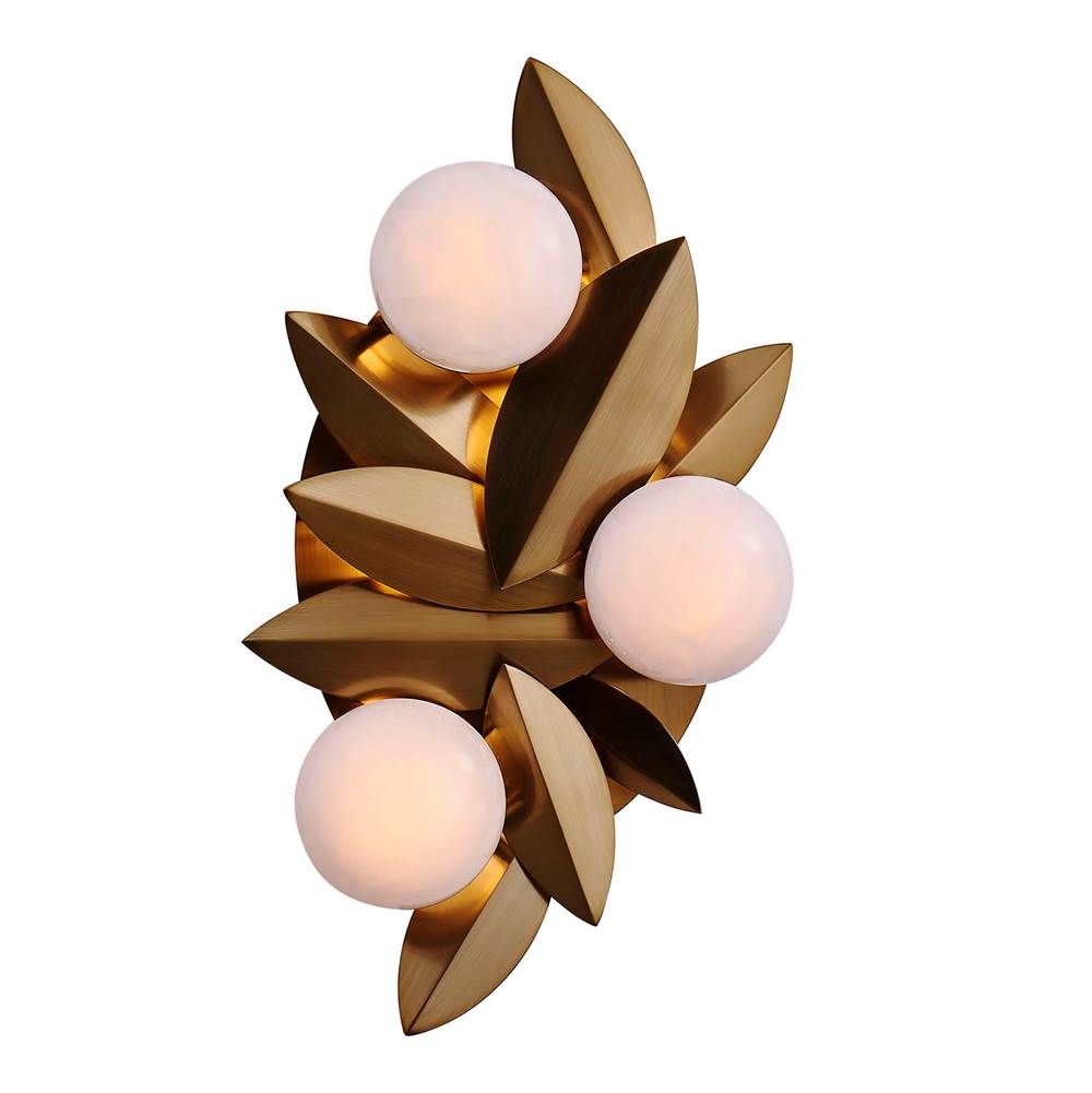 Kalco Lighting Blush 16-in 3 Light Socket Winter Brass Wall Sconce