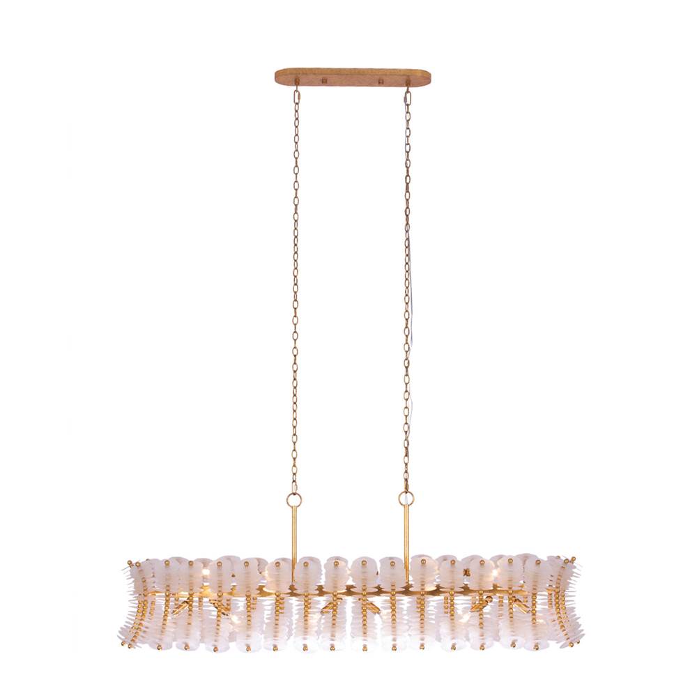 Kalco Lighting 523661OL Oxidized Gold Leaf Gossamer 60-in 12 Light Socket Oxidized Gold Leaf Linear Pendant Image 1