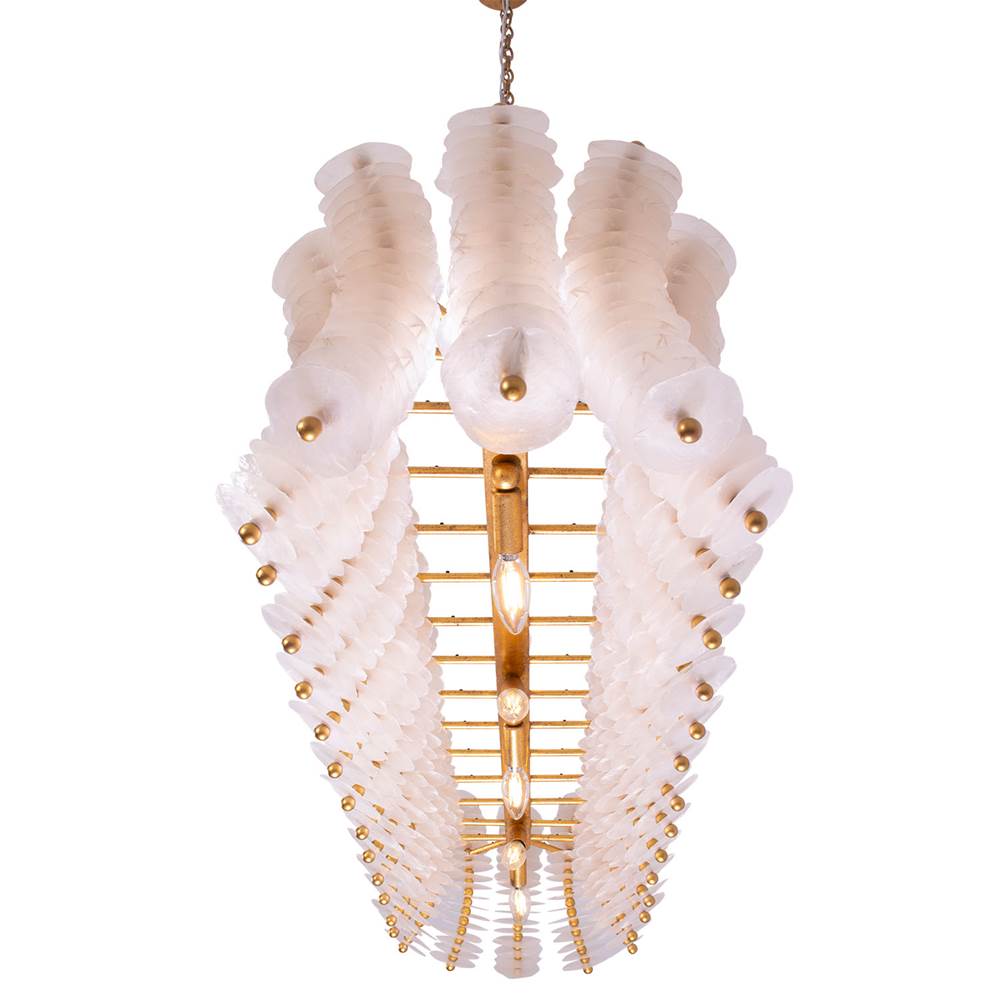 Kalco Lighting 523661OL Oxidized Gold Leaf Gossamer 60-in 12 Light Socket Oxidized Gold Leaf Linear Pendant Image 3