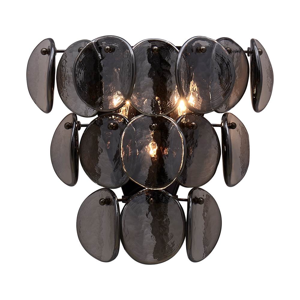 Kalco Lighting Uroko 12-in 3 Light Socket Black Nickel Wall Sconce