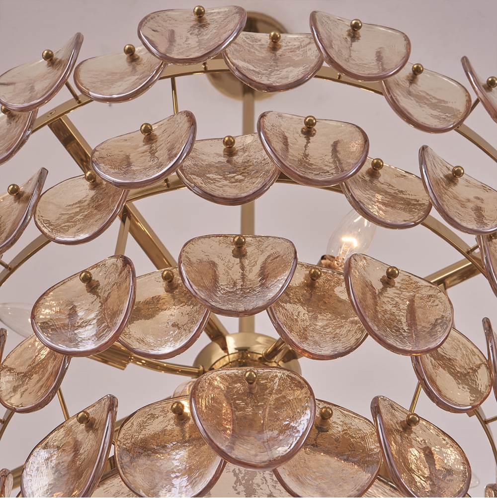 Kalco Lighting 524655PWB Polished Winter Brass Uroko 28-in 8 Light Socket Polished Winter Brass Tiered Chandelier Image 3