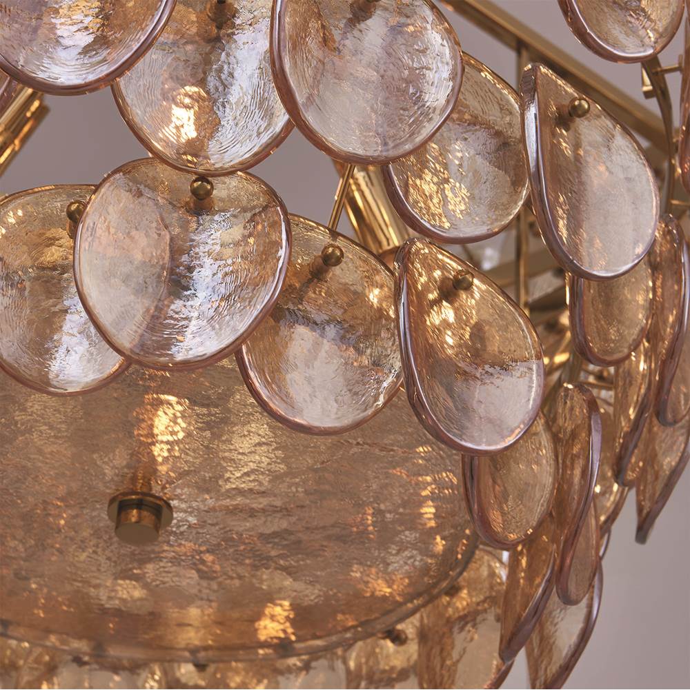 Kalco Lighting 524656PWB Polished Winter Brass Uroko 34-in 14 Light Socket Polished Winter Brass Tiered Chandelier Image 5