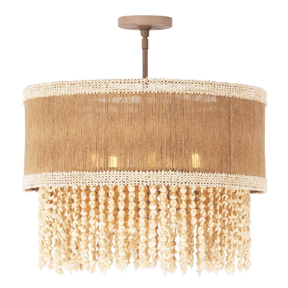 Kalco Lighting 524845JT Jute Naturale 22-in 5 Light Socket Jute Semi-flush Mount Image 1