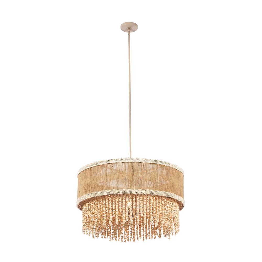 Kalco Lighting 524855JT Jute Naturale 28-in 6 Light Socket Jute Chandelier Image 1