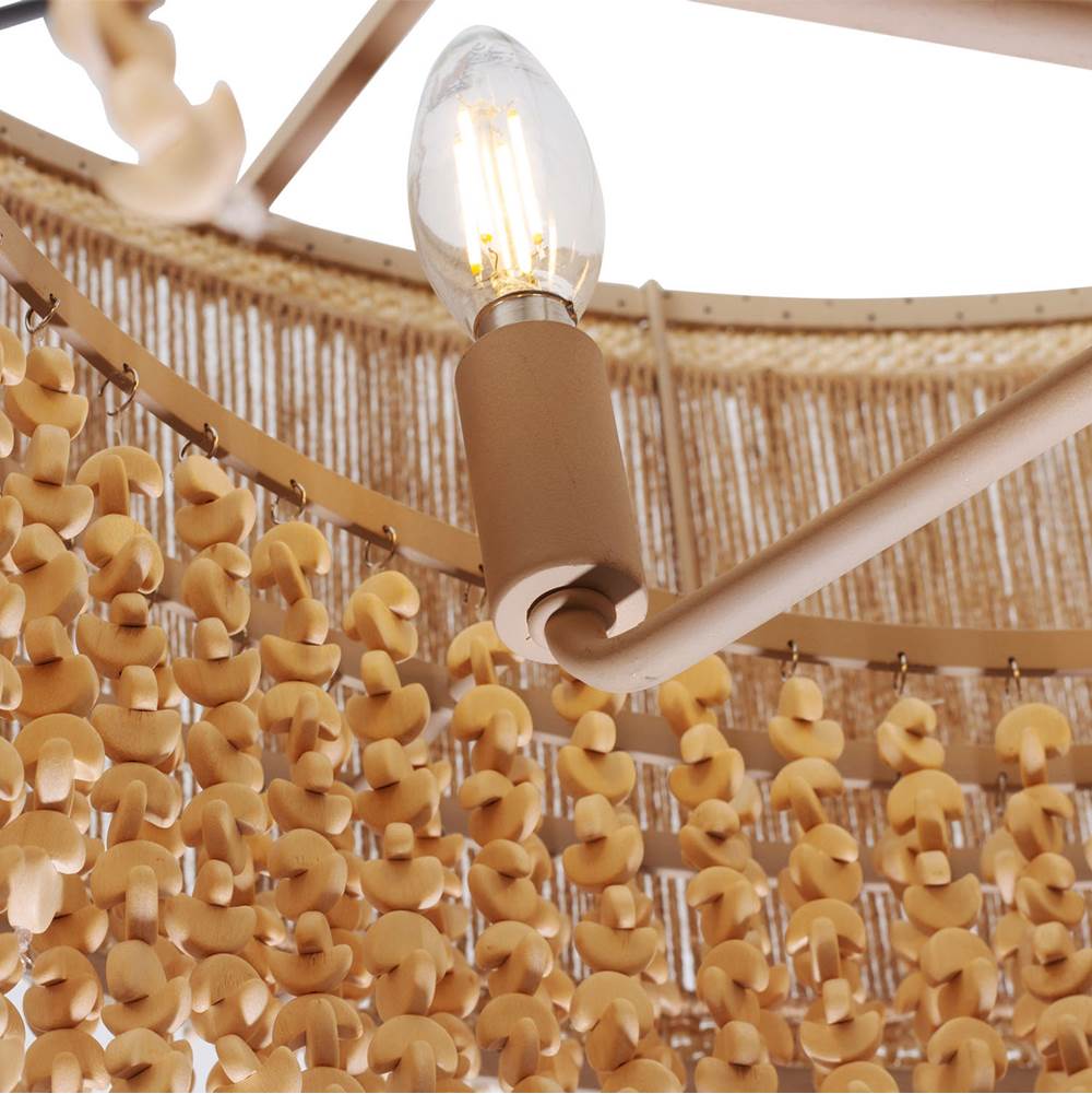 Kalco Lighting 524855JT Jute Naturale 28-in 6 Light Socket Jute Chandelier Image 3