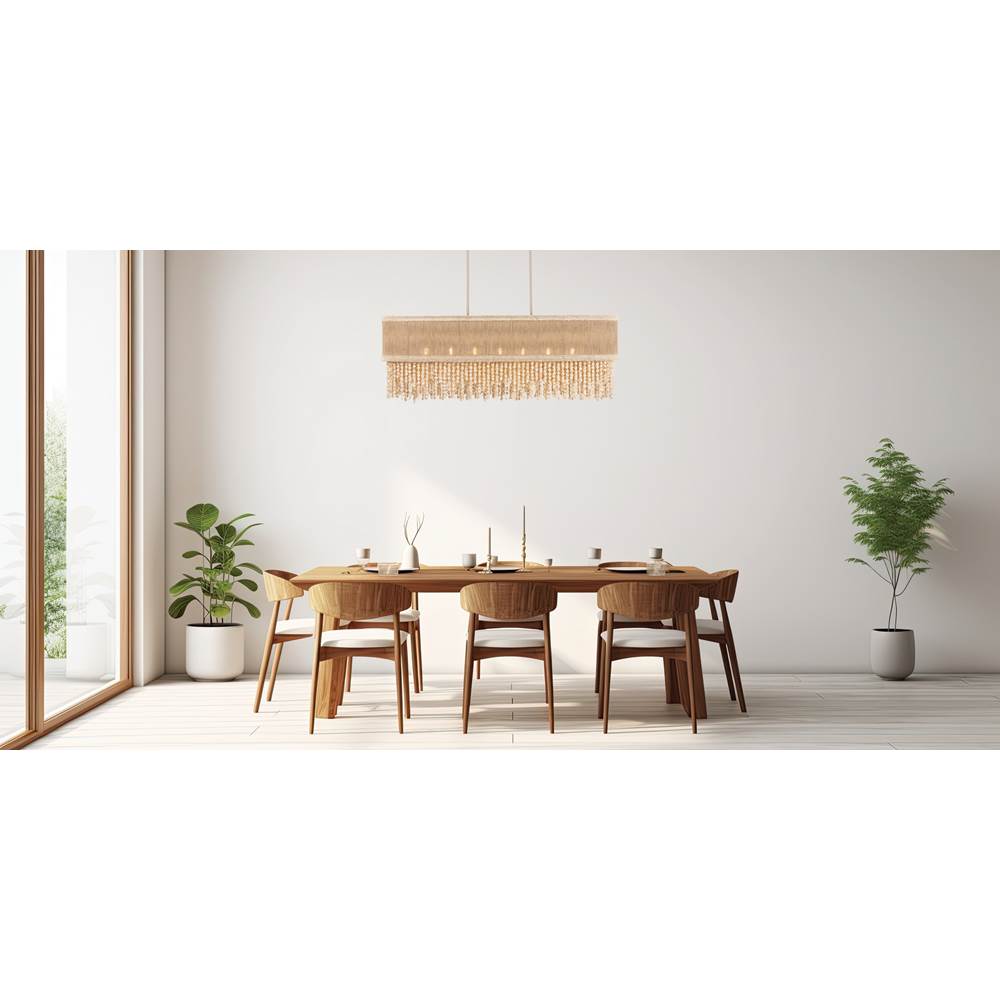 Kalco Lighting 524861JT Jute Naturale 48-in 7 Light Socket Jute Linear Pendant Image 2