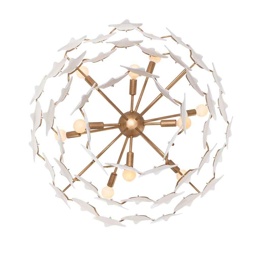 Kalco Lighting Manta 32-in 10 Light Socket Modern Gold Tiered Chandelier