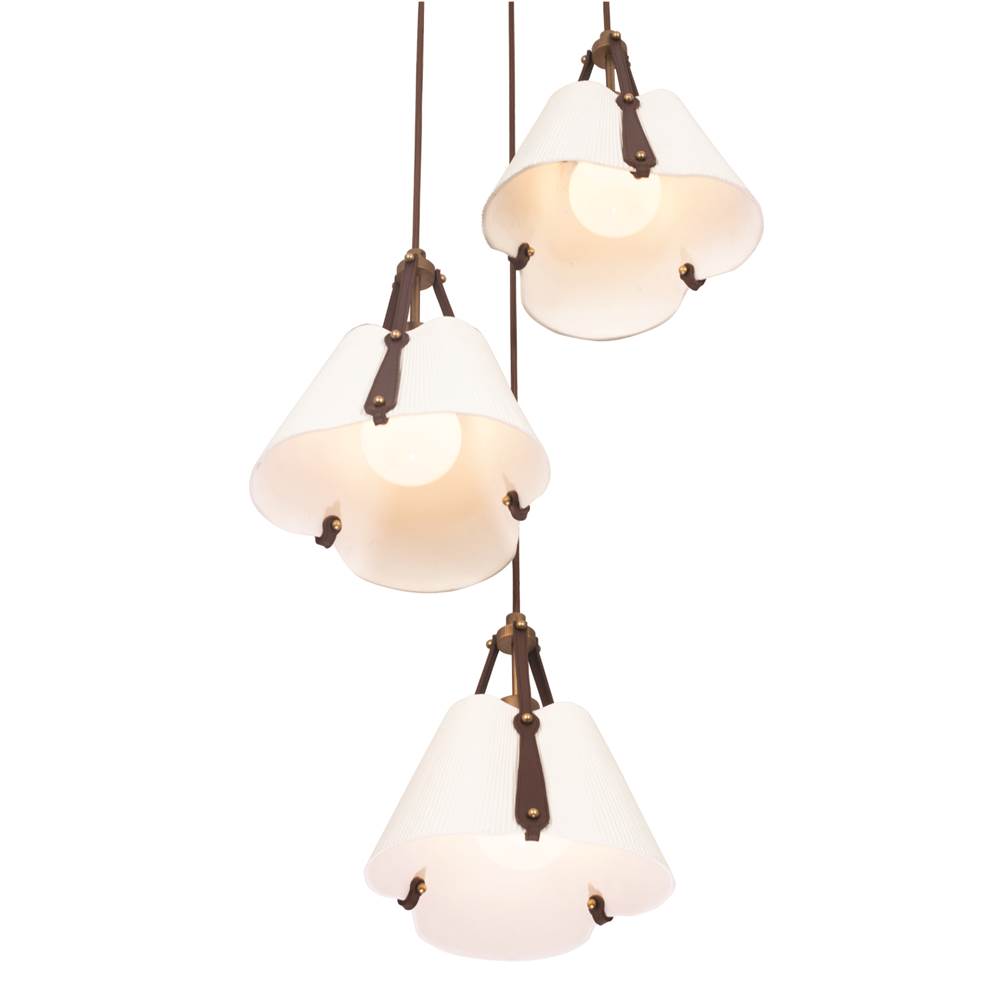Kalco Lighting Embrace 21-in 3 Light Socket Pearlized Antique Brass Multi-pendant