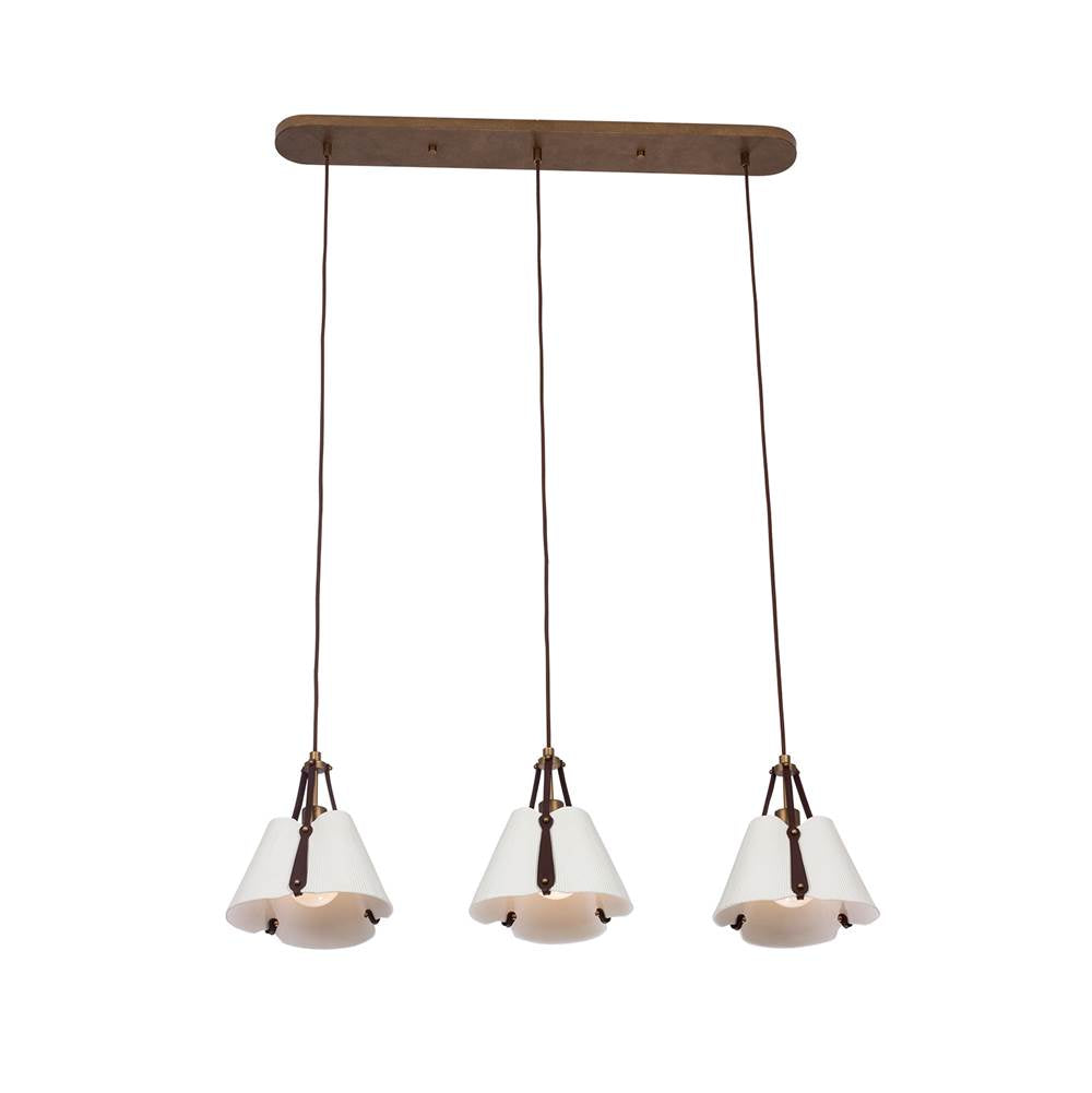 Kalco Lighting 525261PAB Pearlized Antique Brass Embrace 43.5-in 3 Light Socket Pearlized Antique Brass Linear Pendant Image 1