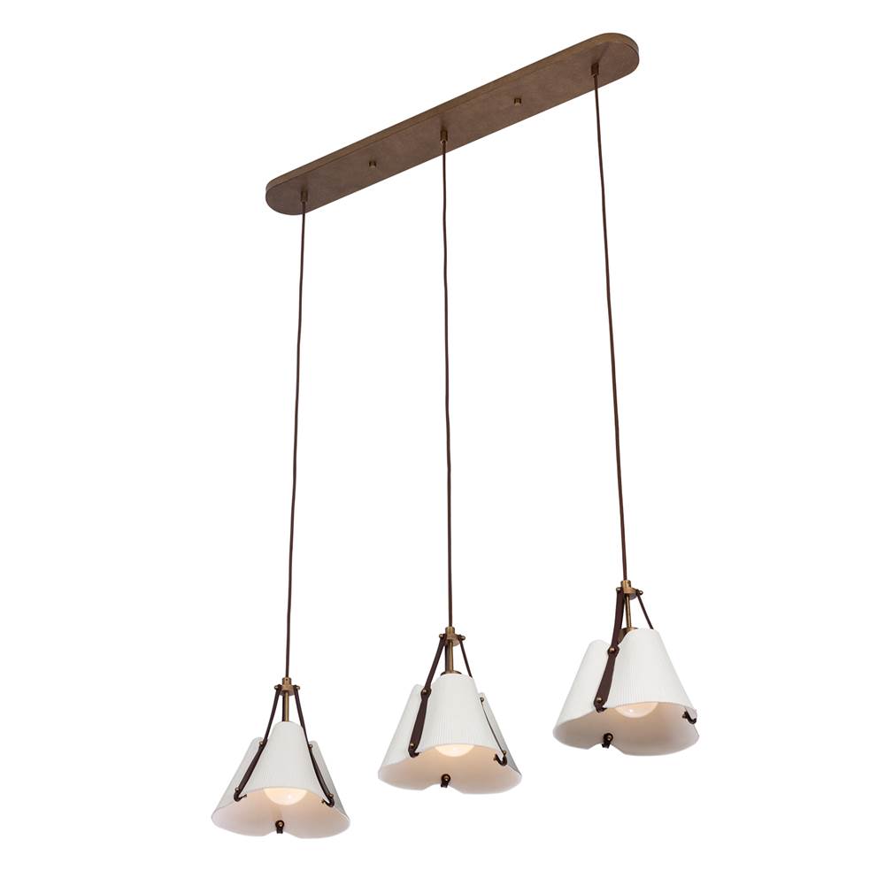 Kalco Lighting Embrace 43.5-in 3 Light Socket Pearlized Antique Brass Linear Pendant