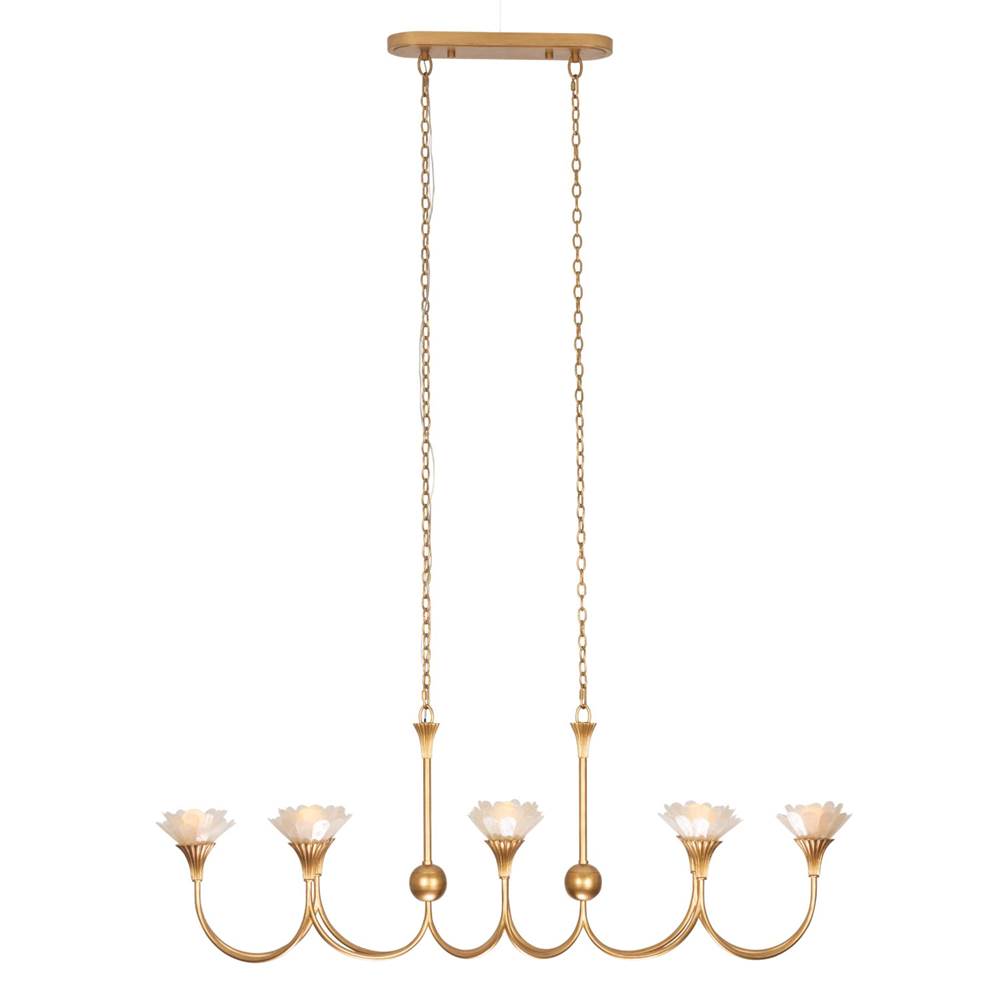 Kalco Lighting 525361MG Modern Gold Flora 54-in 8 Light Socket Modern Gold Linear Pendant Image 1