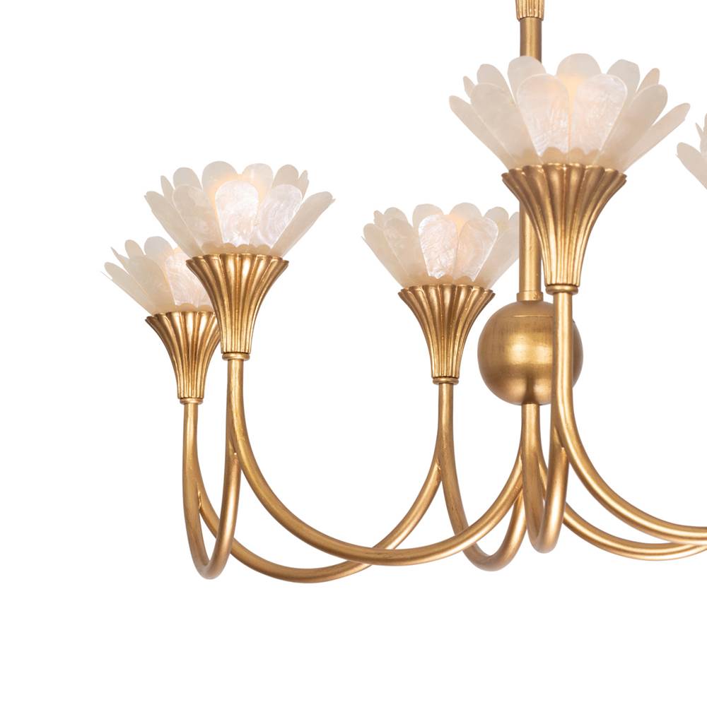 Kalco Lighting Flora 54-in 8 Light Socket Modern Gold Linear Pendant