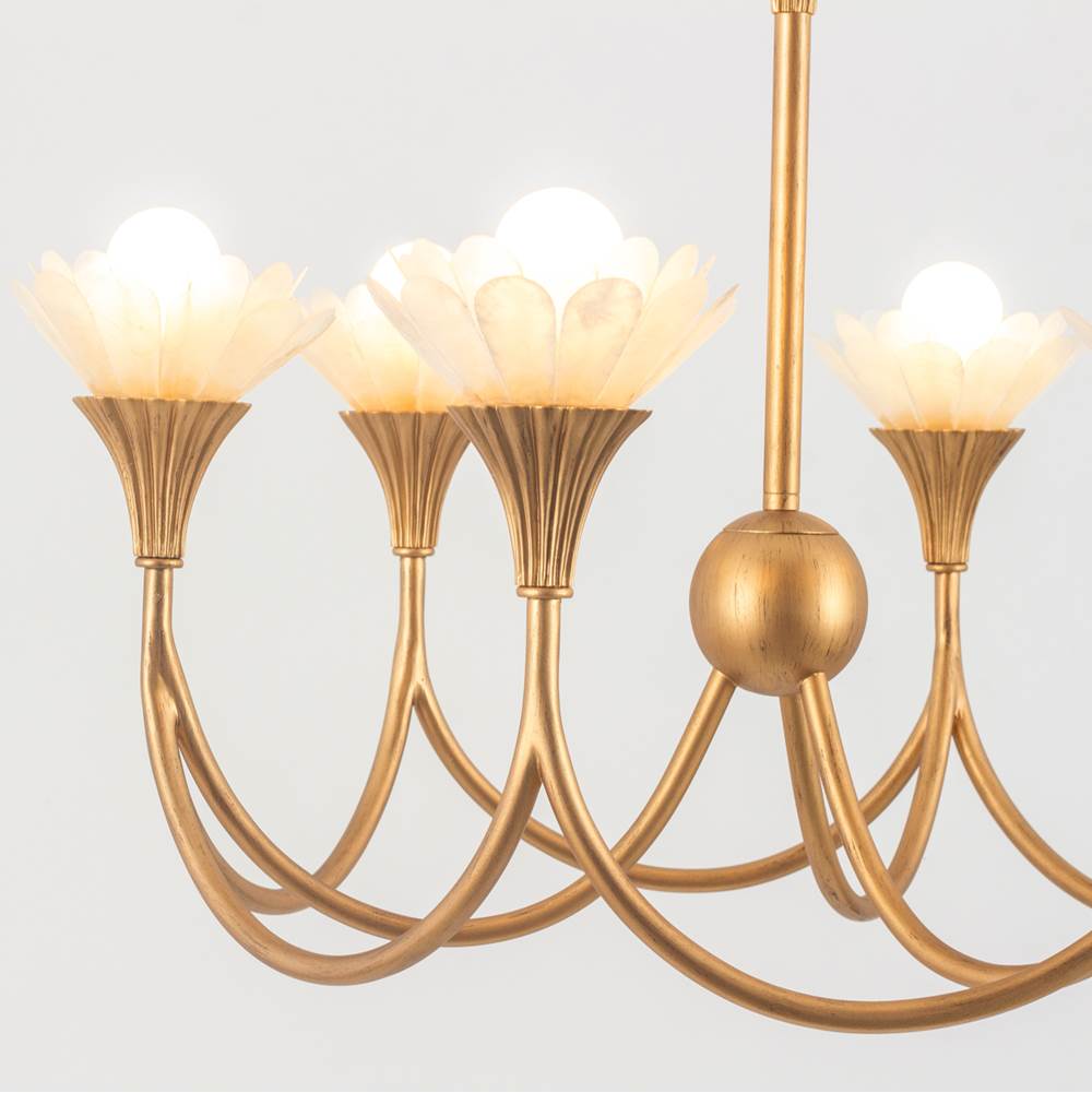 Kalco Lighting 525371MG Modern Gold Flora 28-in 6 Light Socket Modern Gold Chandelier Image 3
