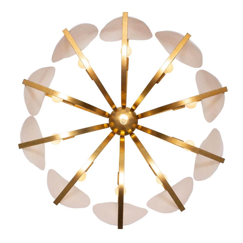 Kalco Lighting Aliform 28-in 10 Light Socket Oxidized Gold Leaf Chandelier