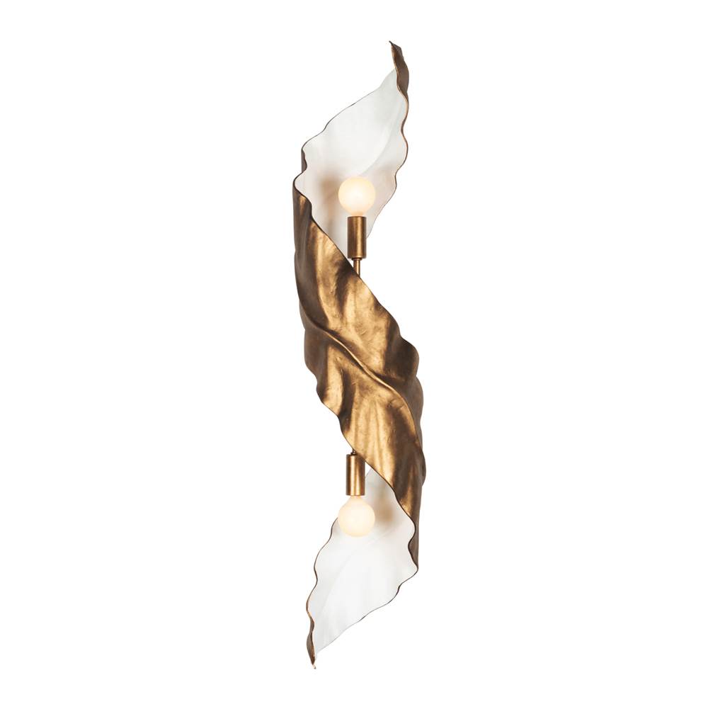 Kalco Lighting 525521PABW Pearlized Antique Brass With White Spira 34-in 2 Light Socket Pearlized Antique Brass W/ White Wall Sconce Image 1