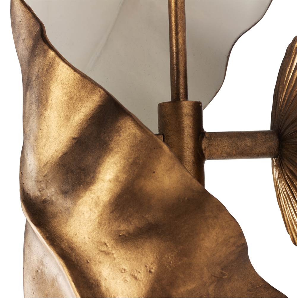 Kalco Lighting 525521PABW Pearlized Antique Brass With White Spira 34-in 2 Light Socket Pearlized Antique Brass W/ White Wall Sconce Image 3