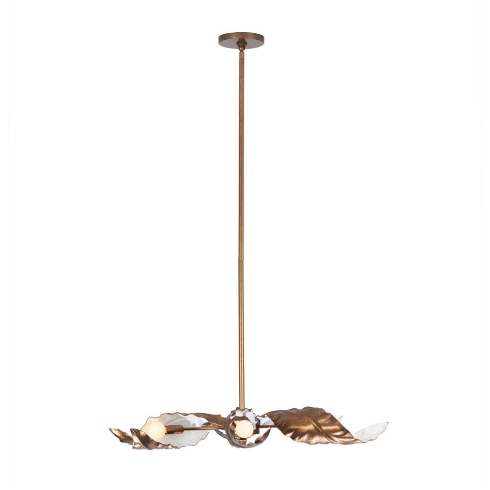 Kalco Lighting 525556PABW Pearlized Antique Brass With White Spira 36-in 6 Light Socket Pearlized Antique Brass W/ White Chandelier Image 1