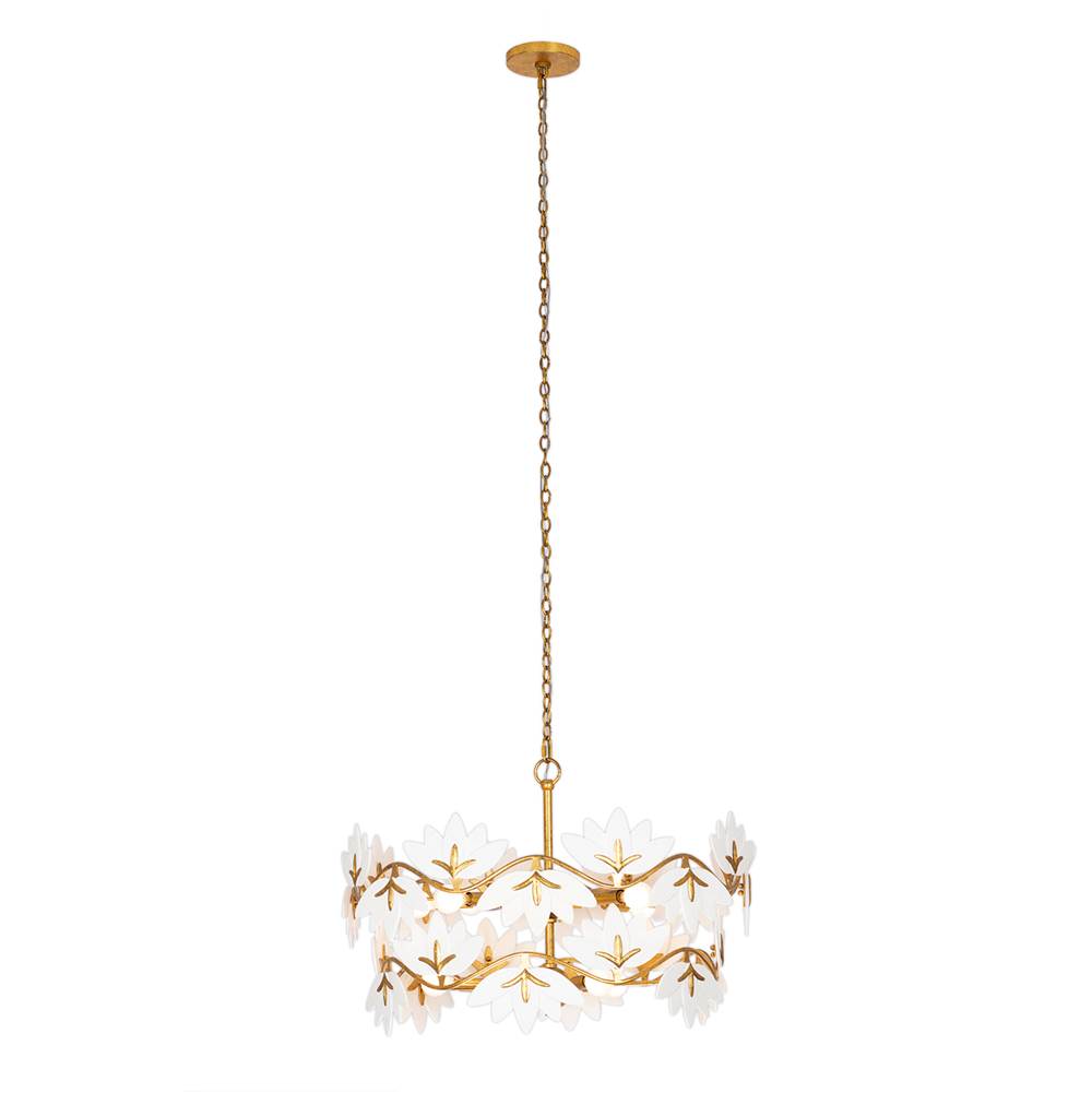 Kalco Lighting Bloom 29-in 11 Light Socket Oxidized Gold Leaf Chandelier