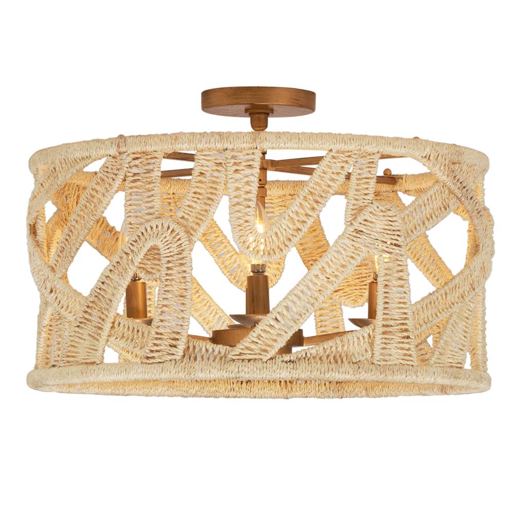 Kalco Lighting 525745MGW Modern Gold With White Soga 20-in 4 Light Socket Modern Gold And White Semi-flush Mount Image 1