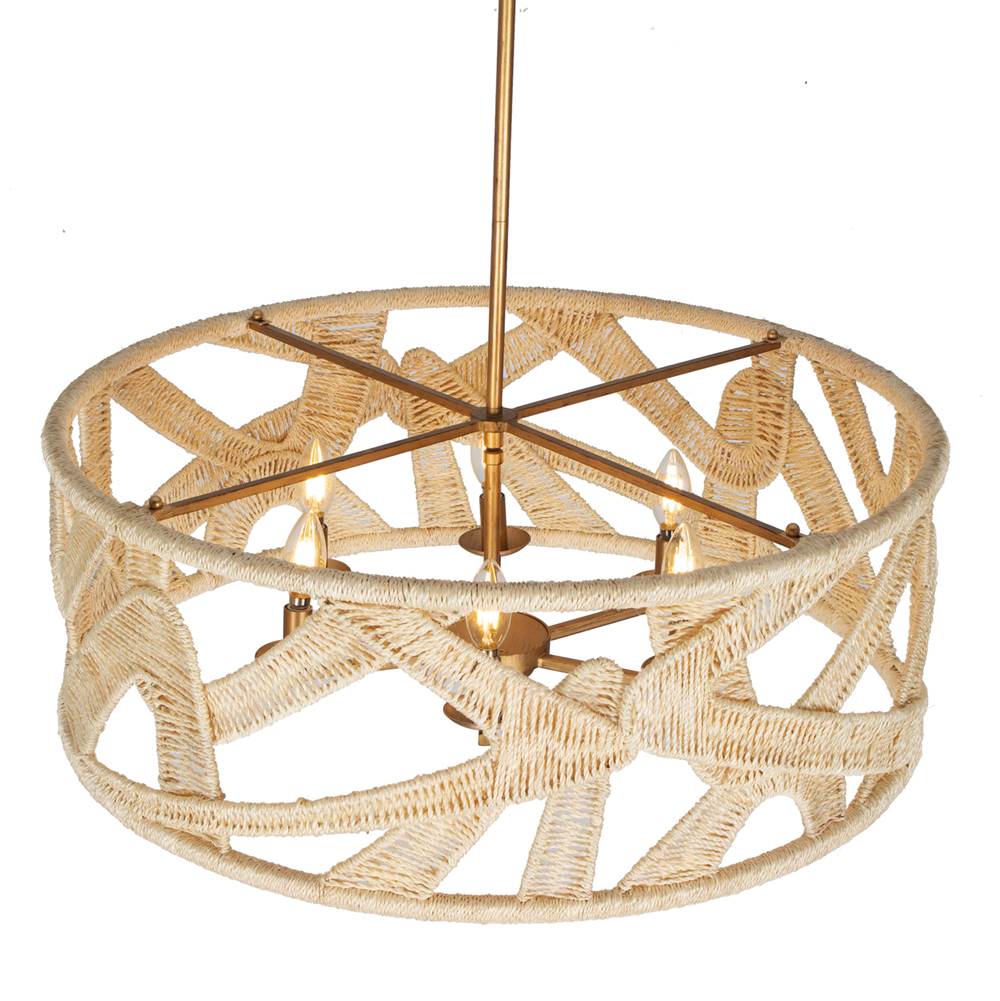 Kalco Lighting Soga 28-in 6 Light Socket Modern Gold And White Chandelier