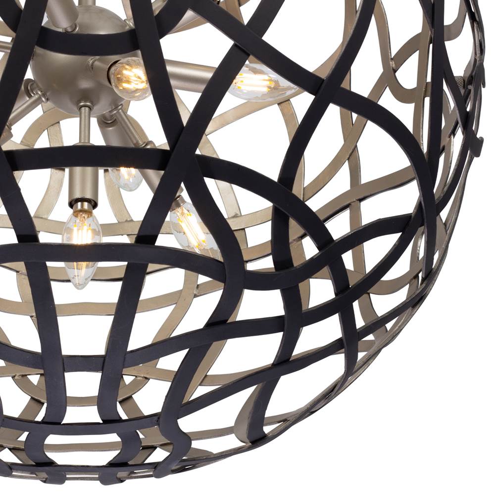 Kalco Lighting 525855BTS Matte Black With Tarnish Silver Entice 28-in 13 Light Socket Matte Black W/ Tarnish Silver Pendant Image 5