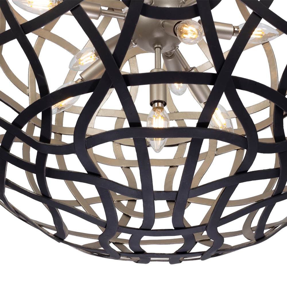 Kalco Lighting 525855BTS Matte Black With Tarnish Silver Entice 28-in 13 Light Socket Matte Black W/ Tarnish Silver Pendant Image 4