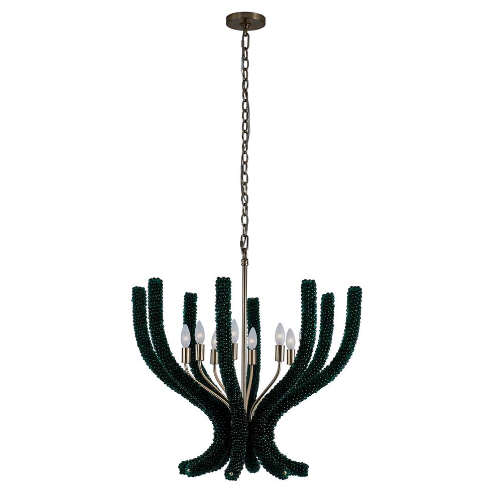 Kalco Lighting 525955BCG/GRN Brushed Champagne Gold Coral 30-in 8 Light Socket Brushed Champagne Gold Chandelier Image 1